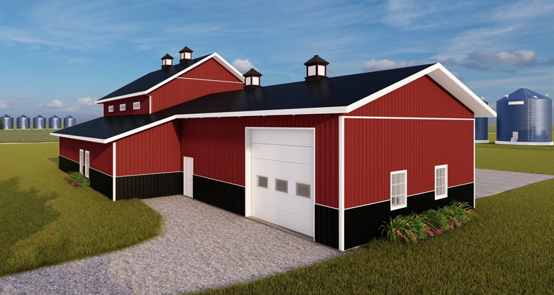 Integrity Post-Frame Residential Barndominium Barndo Red