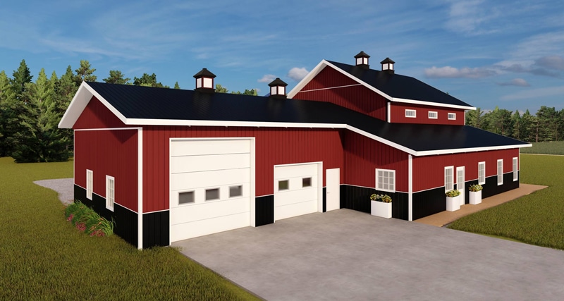 Integrity Post-Frame Residential Barndominium Barndo Red