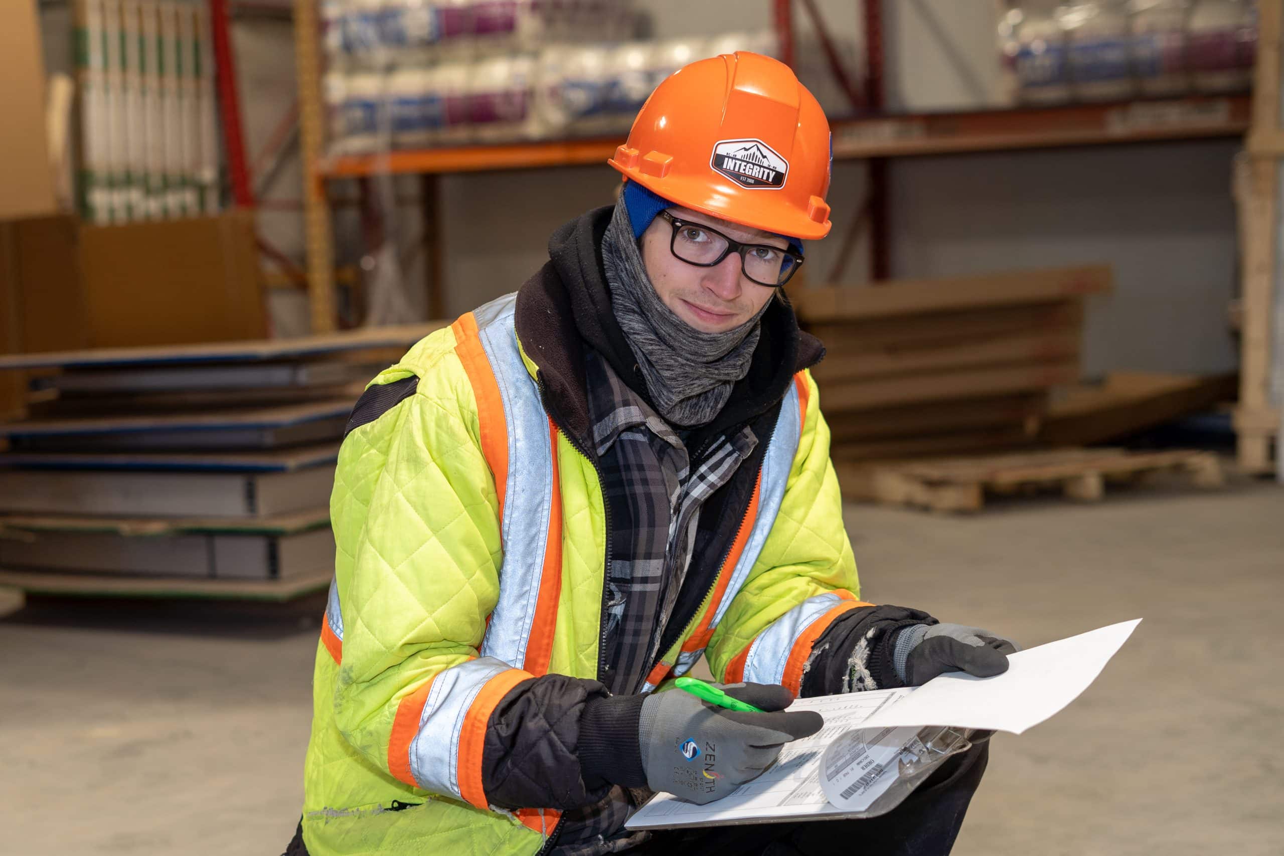 An Integrity worker checking filing the report