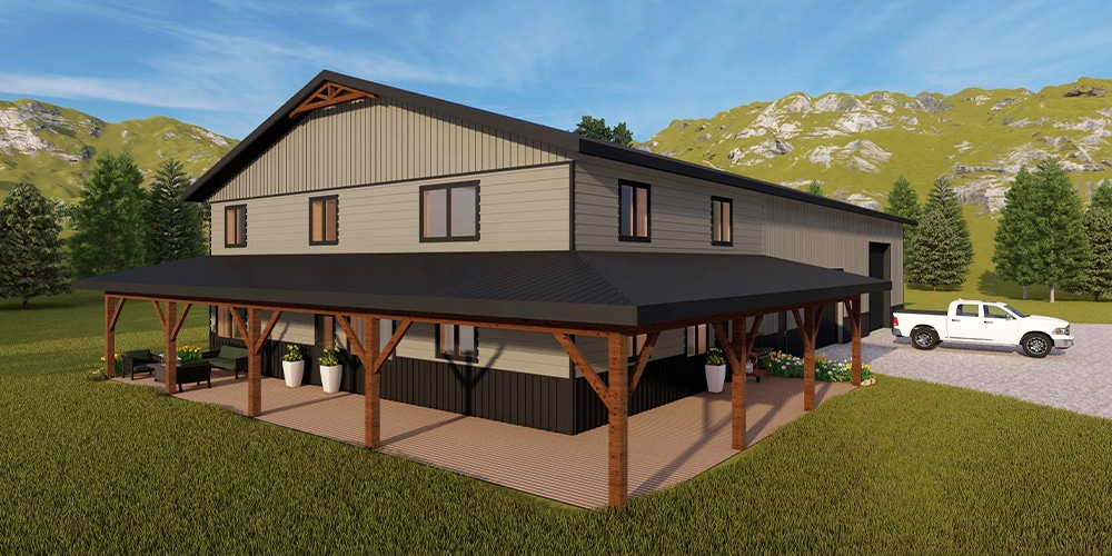 Integrity Residential Post Frame Building Shouse in Buckskin colour