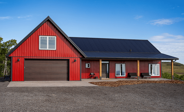 Post-frame residential home built by Integrity Post Structures